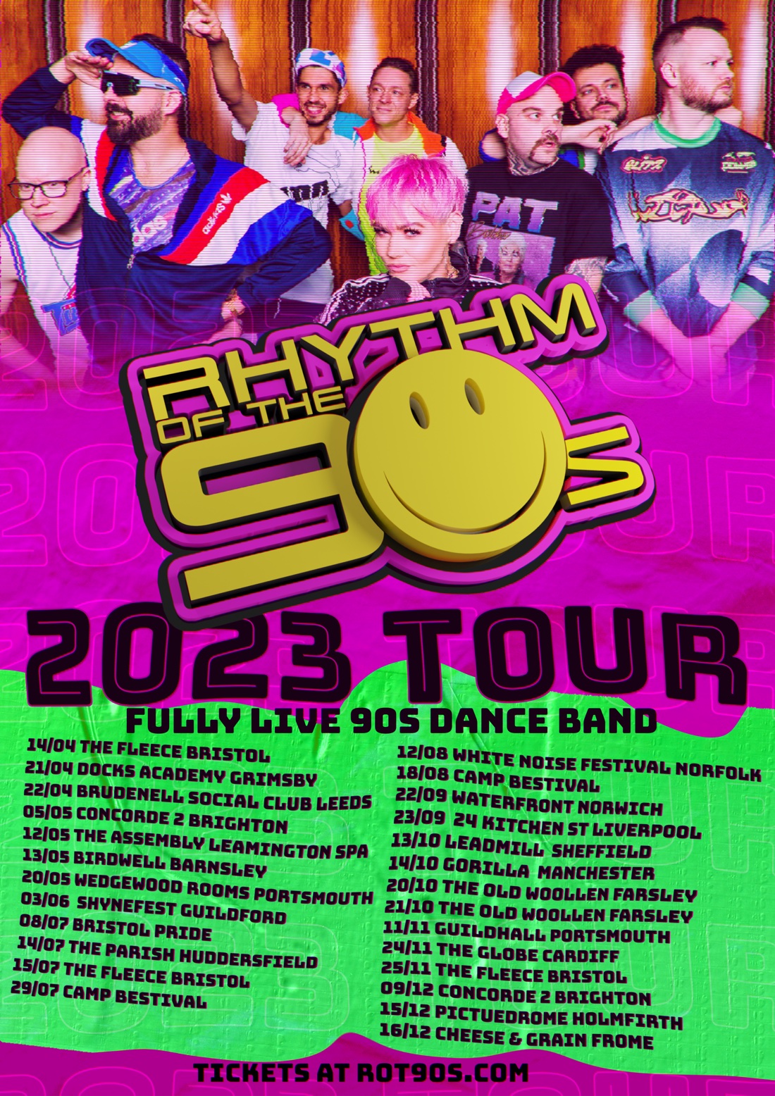 Original Rhythm of the 90s UK tour poster from 2023